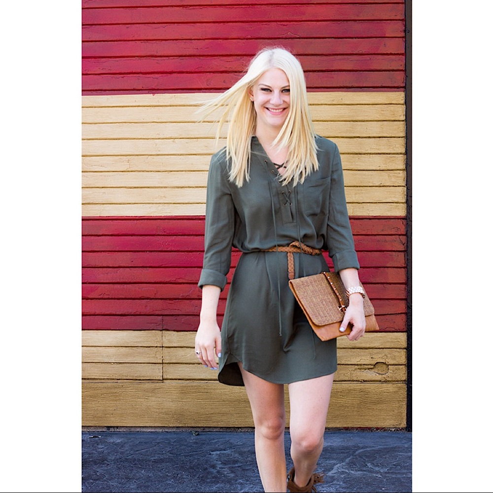 Wayf Lace-Up Shirtdress